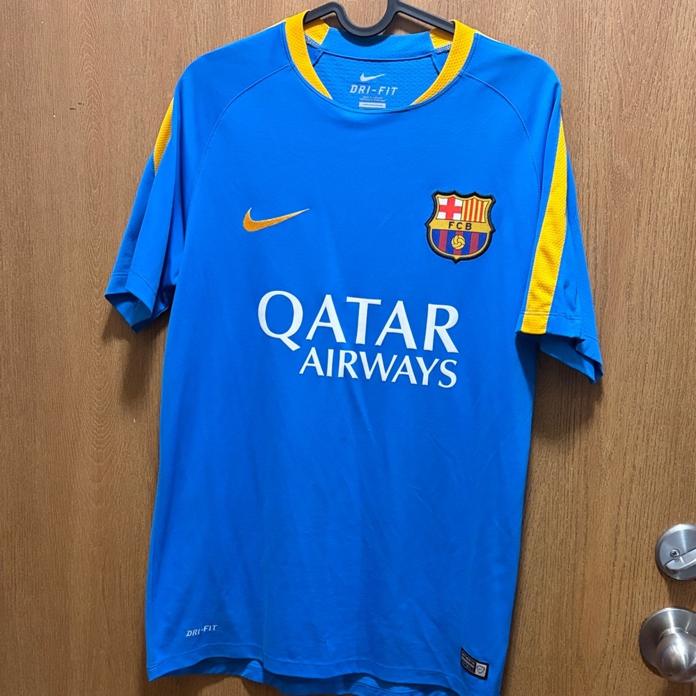 Nike Blue and Yellow FC Barcelona Qatar Airways Jersey